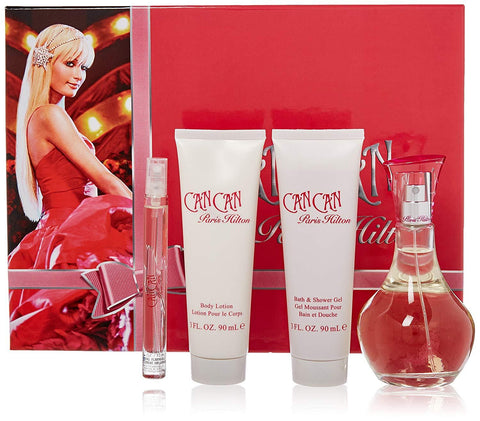 Can Can by Paris Hilton for Women 3.4 oz EDP 4PC Gift Set